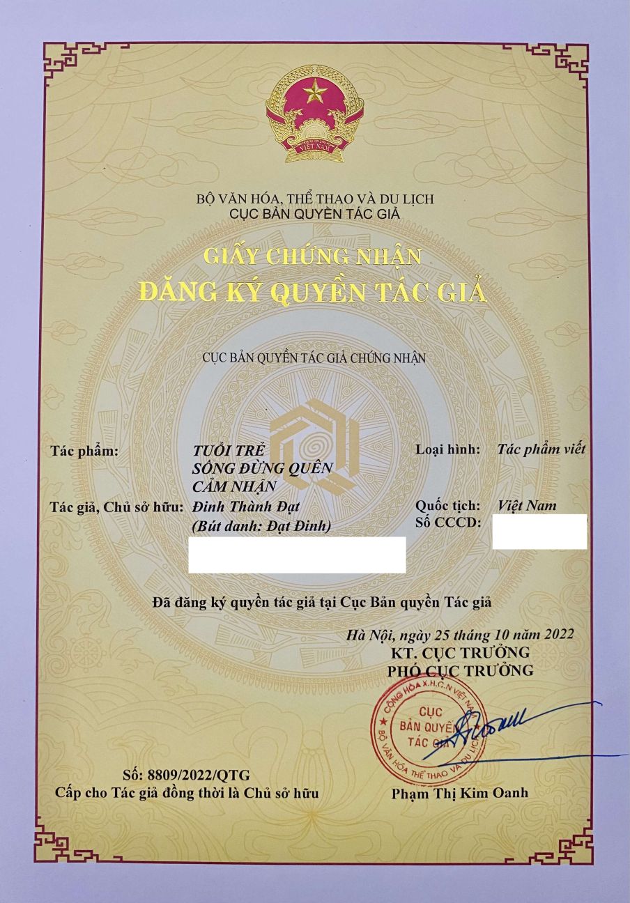 Giấy chứng nhận quyền tác giả của sách